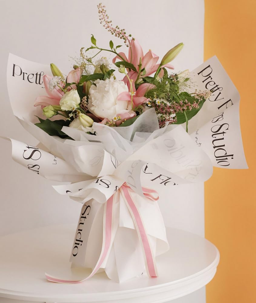 Happy Day White BOPP Flower Wrapping Sheets Pack of 20 – Waterproof Floral Bouquet Wrap for Fresh Flowers, Wedding Decorations, Florist Supplies, Gift Wrapping & Flower Packaging