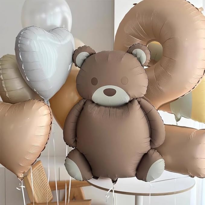 Vintage Teddy Bear Foil Balloon – Large Brown Teddy Balloon for Baby Showers, Birthdays & Party Decorations