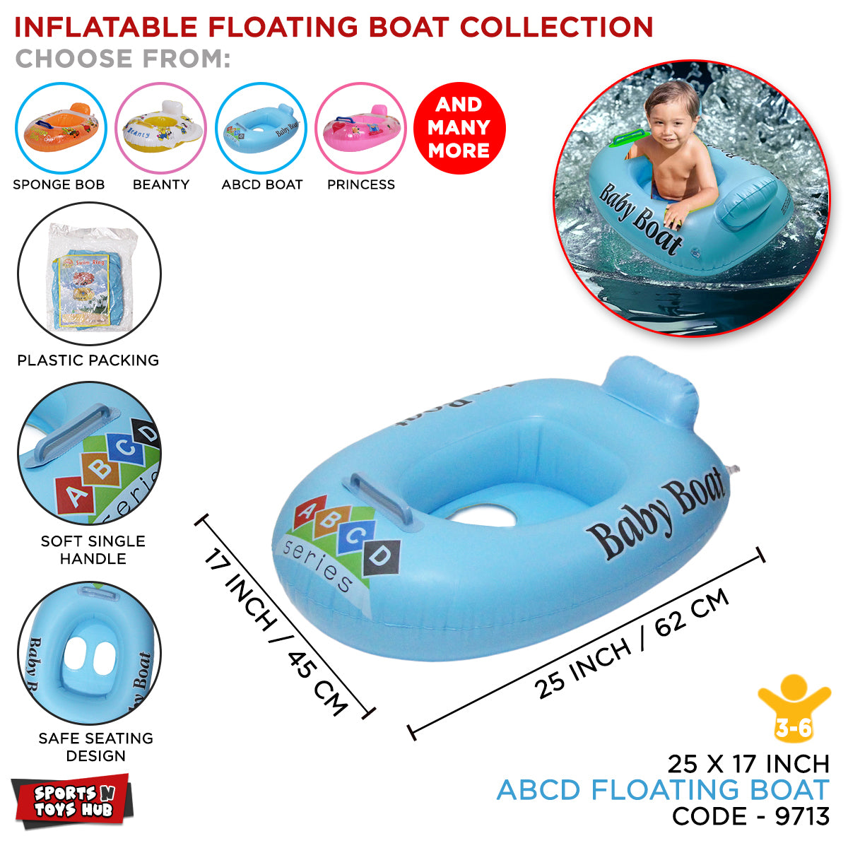 ABC Graphic Printed Baby Swim Float Boat