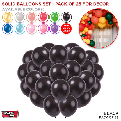1.5 Gram Solid Latex 10 Inch Round Balloons - 25 Pcs