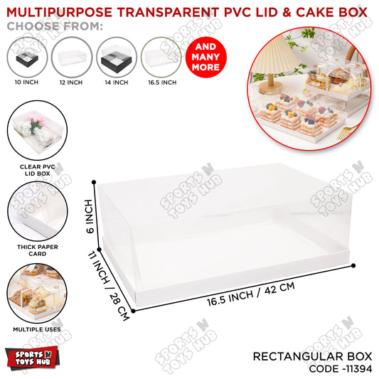 Transparent Rectangle Shape PVC Lid Multi Purpose Cake or Gift Box
