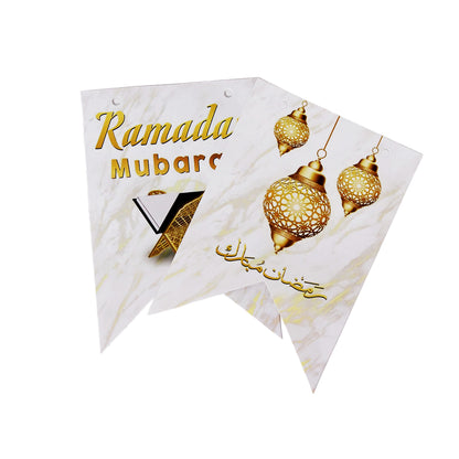 Ramadan Muabarak White & Gold Card Banner