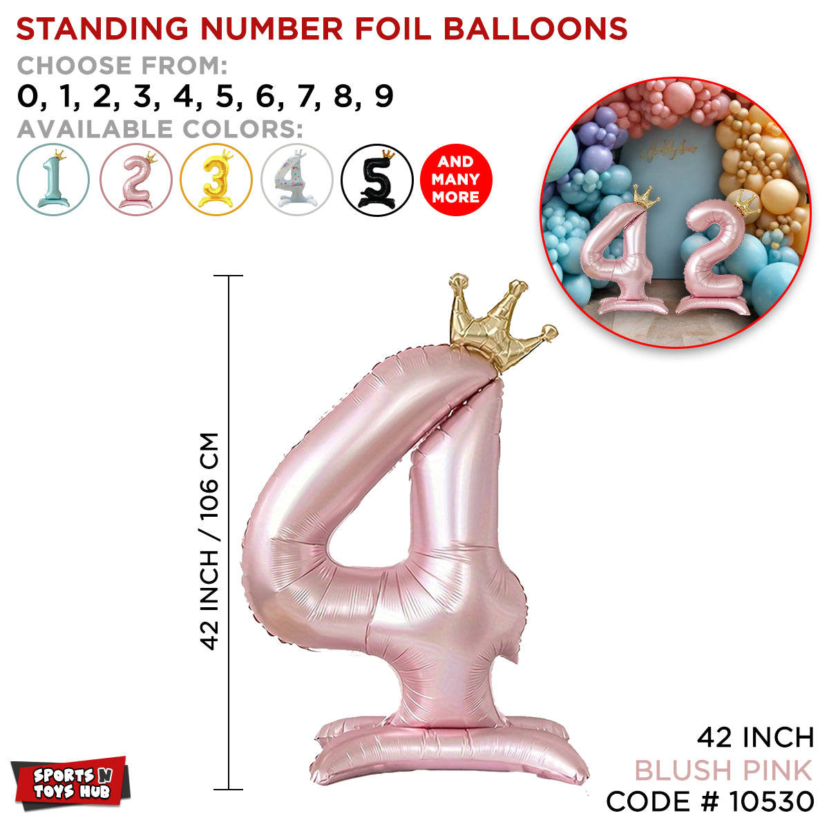 *Standing Number Foil Balloon- Blush Pink - 42 inch