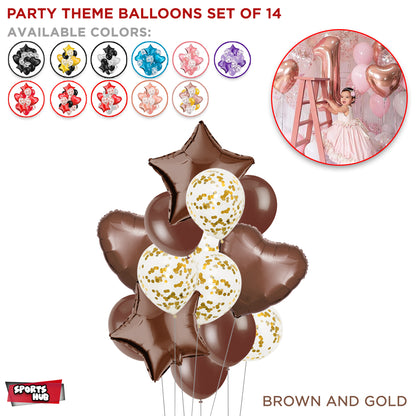 Multi Color Theme Latex Round Balloons - 14 Pcs
