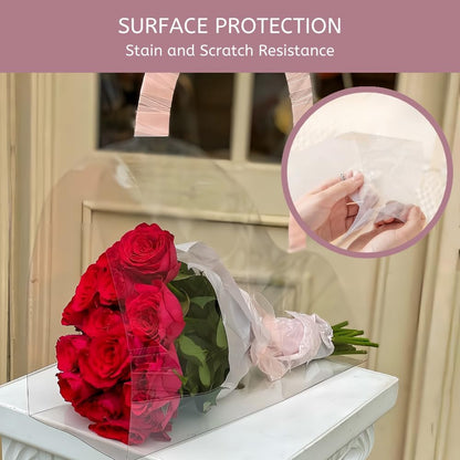 Transparent Crystal Clear PET Flower Gift Bag – S Shape, 37×30×12 CM | Clear Bouquet Gift Bag