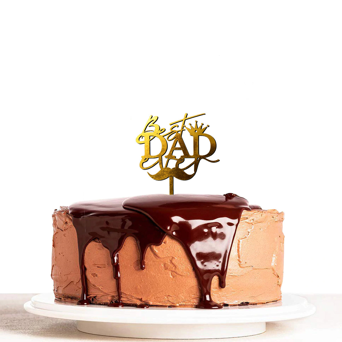 Best Dad Painted Wooden Cake Topper