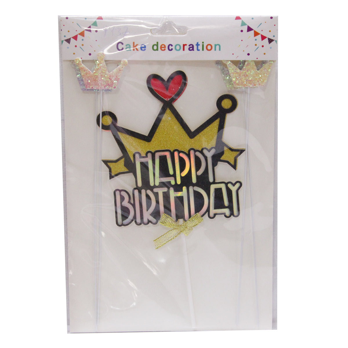 Happy Birthday Crown Shape Cake Topper