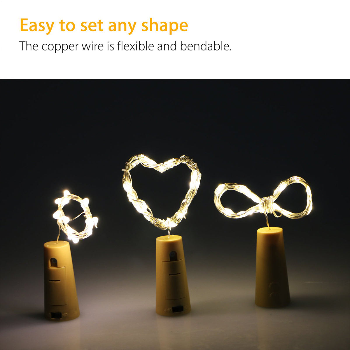 Warm White Cork Light - LR44 CELL - 7 FT