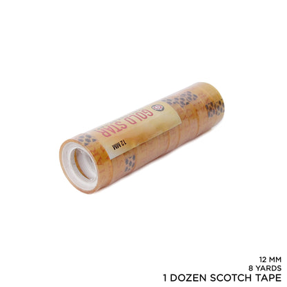 12 Pcs Clear Packing Scotch Tape - 8 Yard