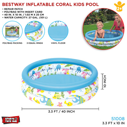 Bestway 3.3 Ft  Inflatable Ocean Life Swimming Pool For Kids - 51008