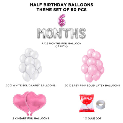 Half Birthday Foil Letter Theme Without Curtain - Pink