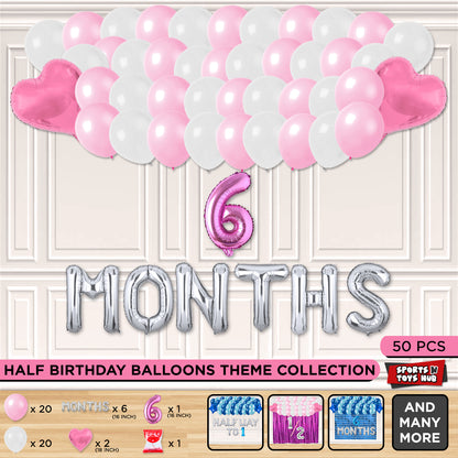 Half Birthday Foil Letter Theme Without Curtain - Pink
