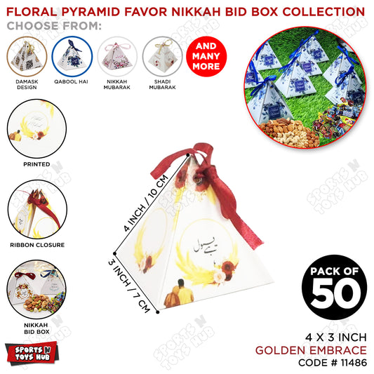 Golden Embrace Pyramid Favor Box