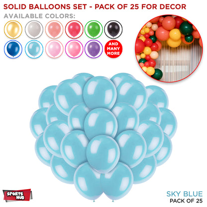 1.5 Gram Solid Latex 10 Inch Round Balloons - 25 Pcs