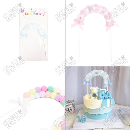 Round Pom Pom Cake Topper