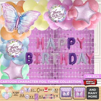 Butterfly Foil Balloon With Happy Birthday Foil Letter Arch Theme - Pack Of 144