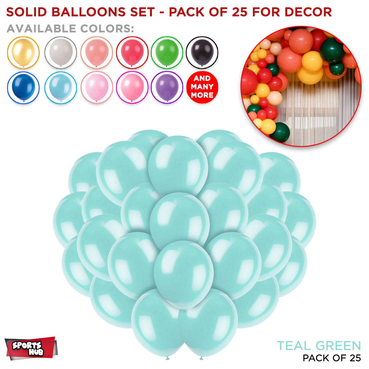 1.5 Gram Solid Latex 10 Inch Round Balloons - 25 Pcs