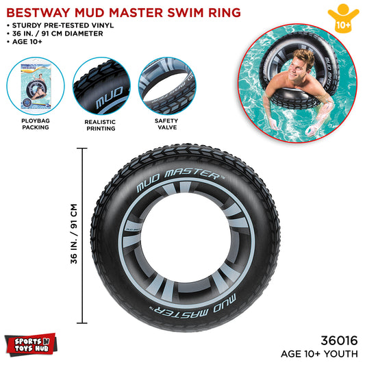 Bestway Tyre Shaped Tire Design Swimming Float Ring - 36016