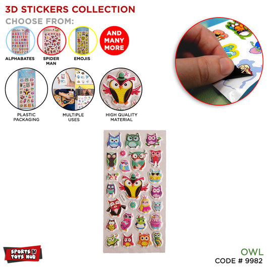 3D Cartoon Owl Characters Stickers