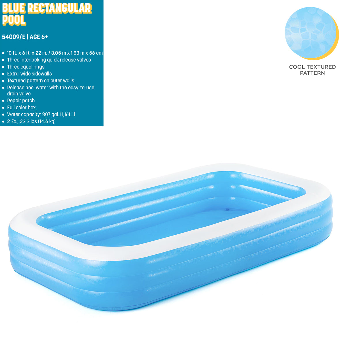 Inflatable Oval Rectangle Pool - 54009