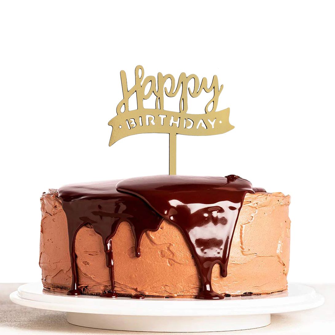 Happy Birthday Ribbon Style Cake Topper