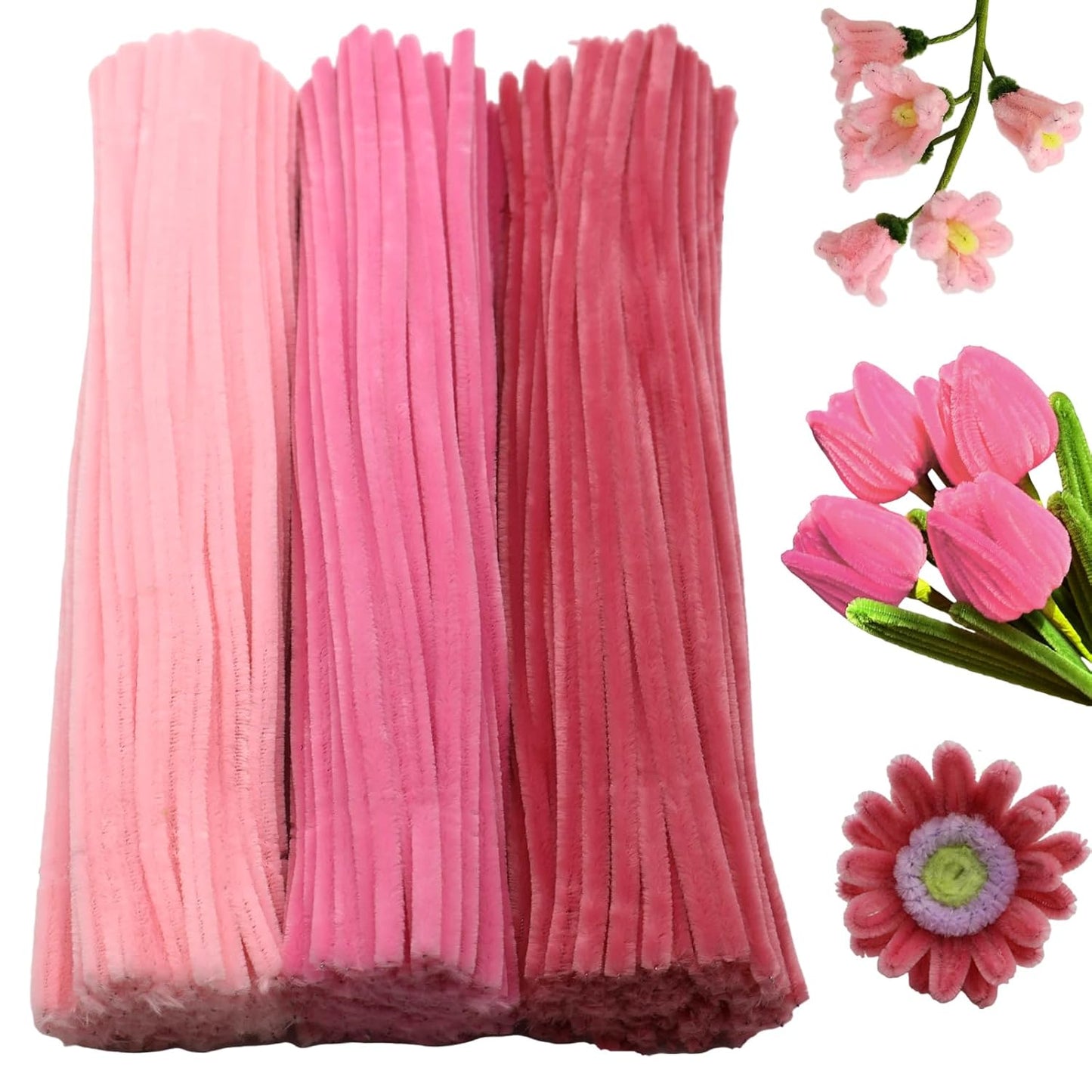 Fuzzy Pipe Cleaners Craft Stems 100 Pcs – 7-8mm Thick x 30cm Chenille Sticks for DIY Crafts, Kids Art Projects, School Activities, Handmade Flowers, Decorations & Creative Craft Supplies