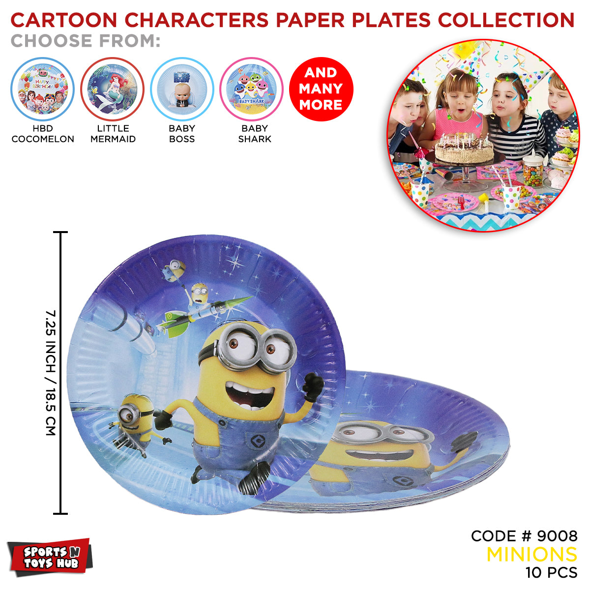 Mi- ni-ons Cartoons Characters Plates