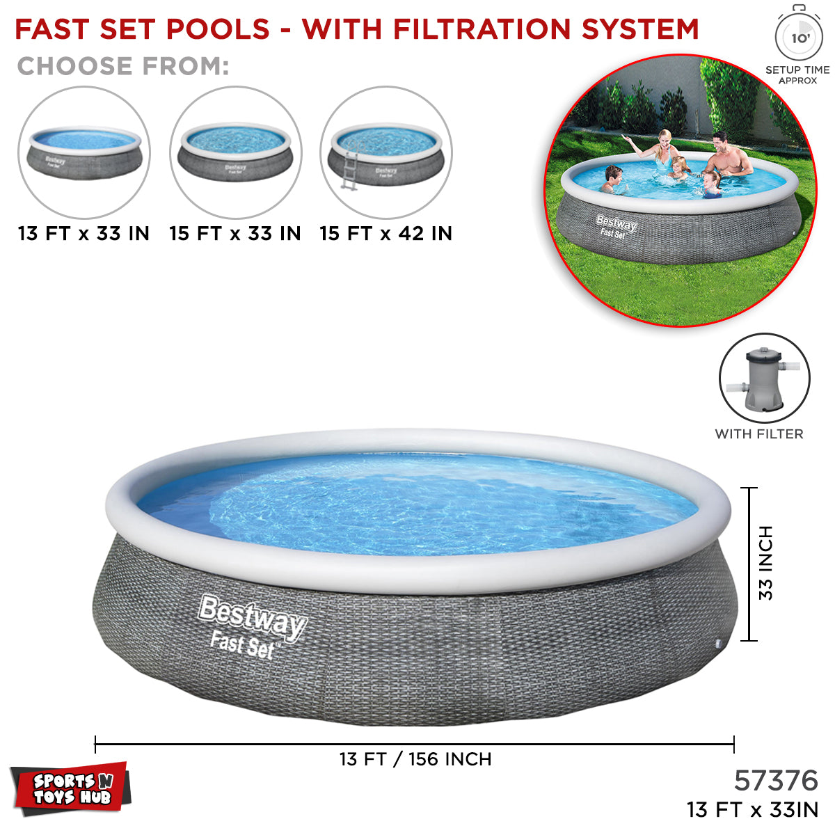 Bestway Fast Set Pools with Filter - 57376