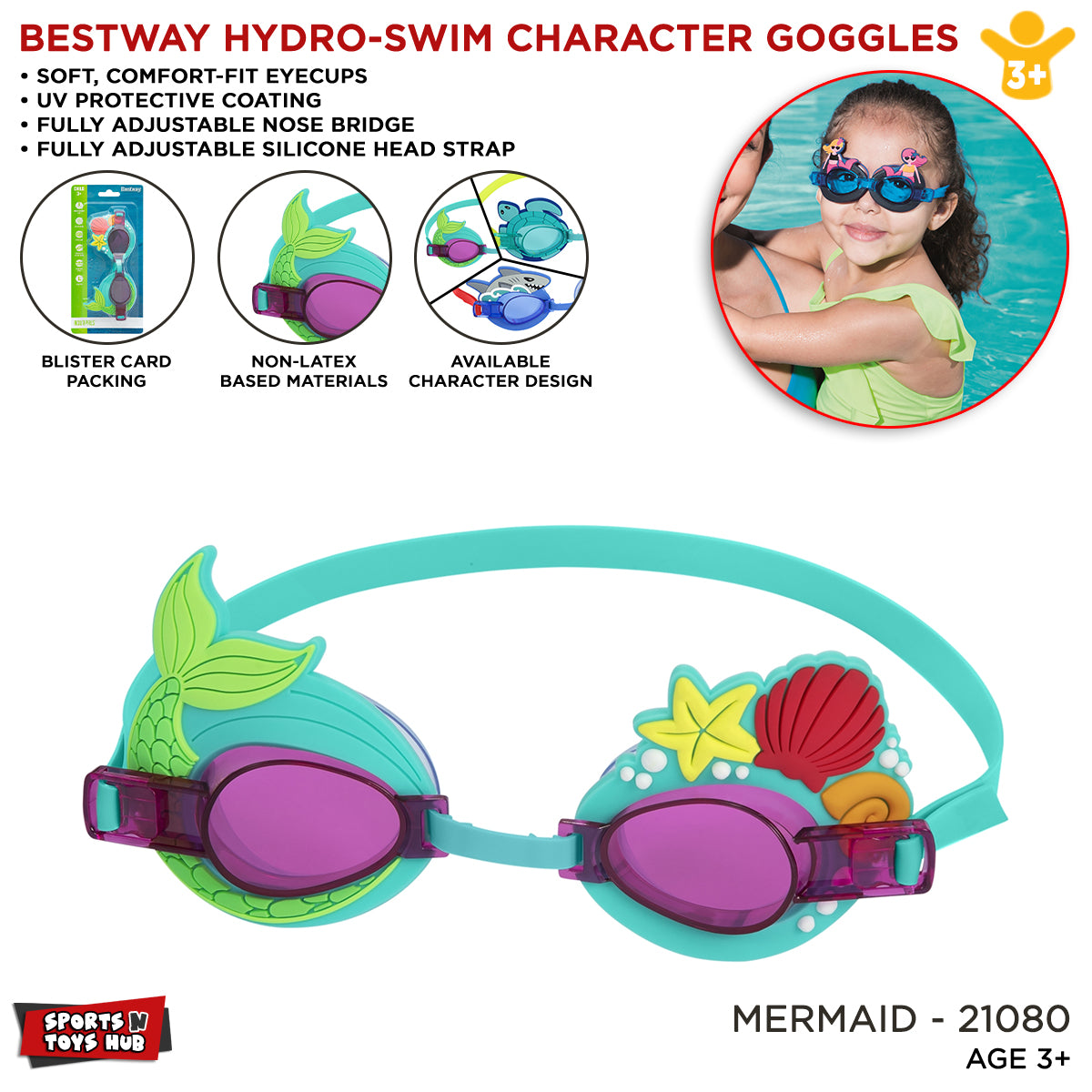Bestway Cartoon Character Swimming Goggles - 21080