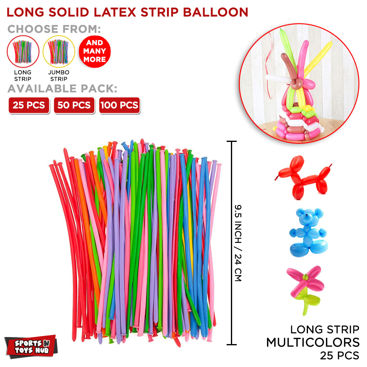 Long Strip Solid Latex Balloons Collection