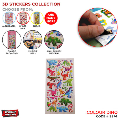 3D Cartoon Characters Dino Printed Stickers