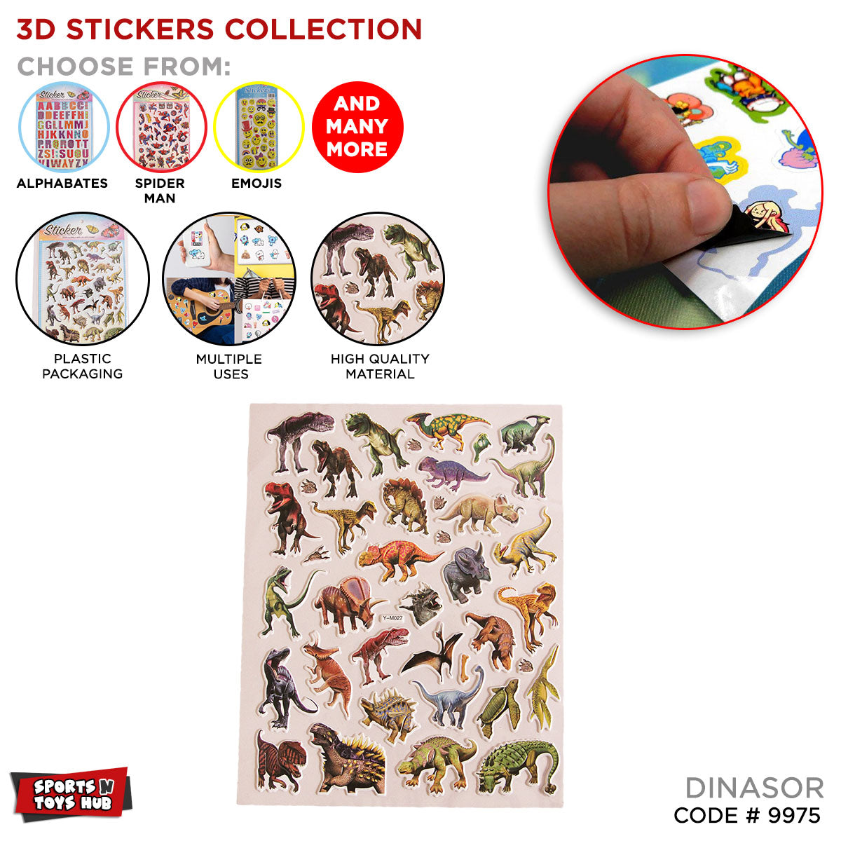 3D Cartoon Character Dino Stickers