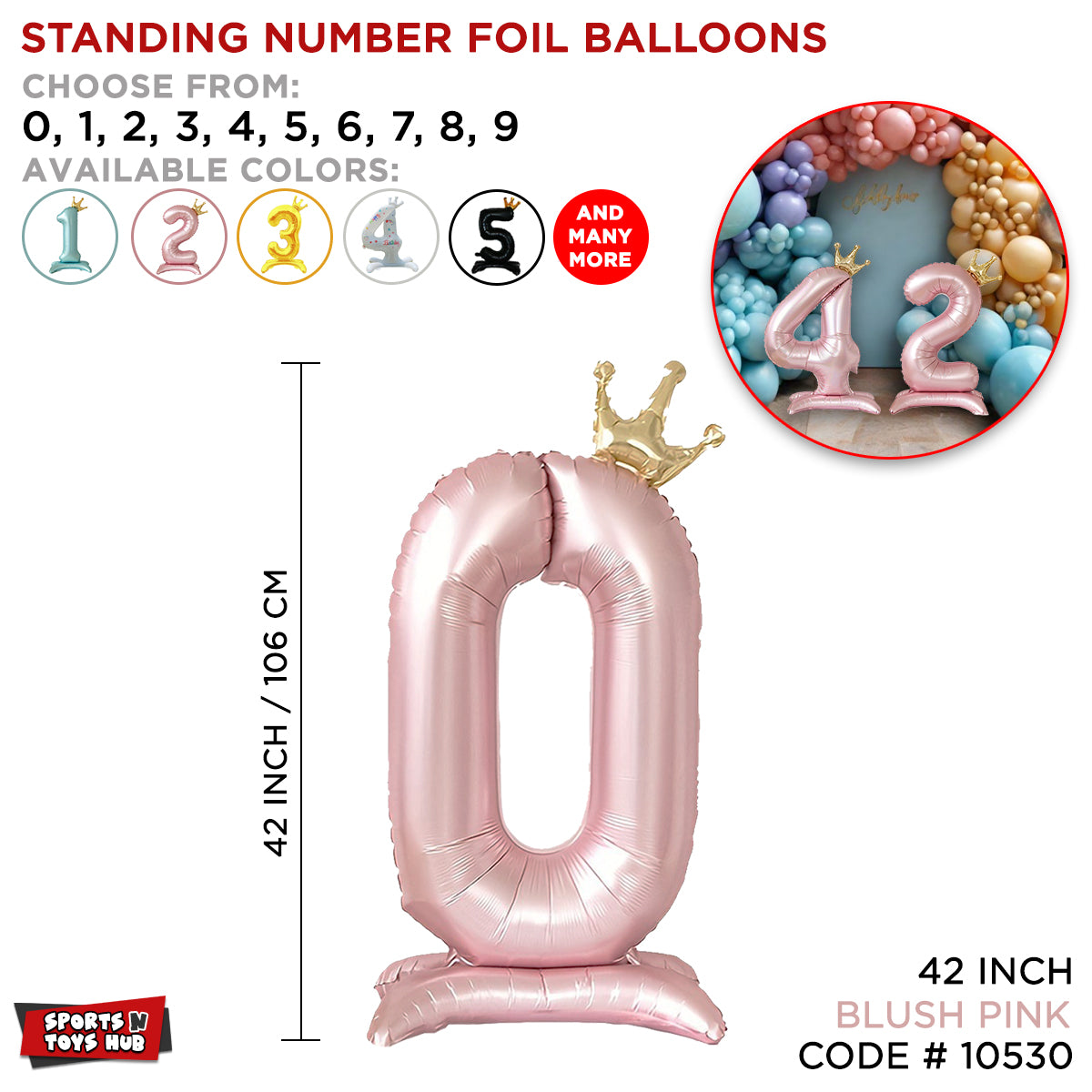 *Standing Number Foil Balloon- Blush Pink - 42 inch