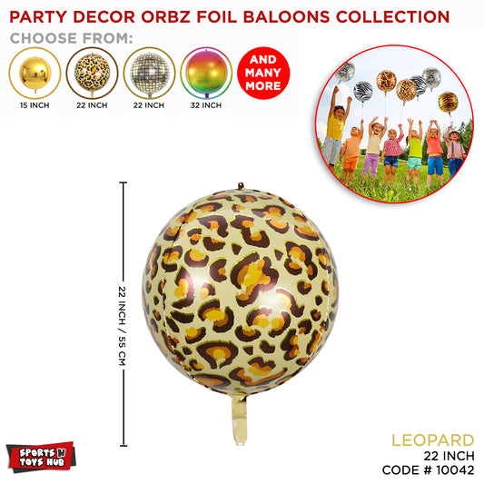 22 Inch - 3D Shape Jungle Safari Snow Leopard Skin Pattern Orbz Foil Balloons