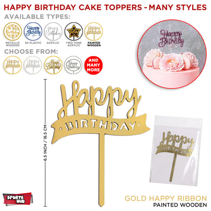 Happy Birthday Ribbon Style Cake Topper