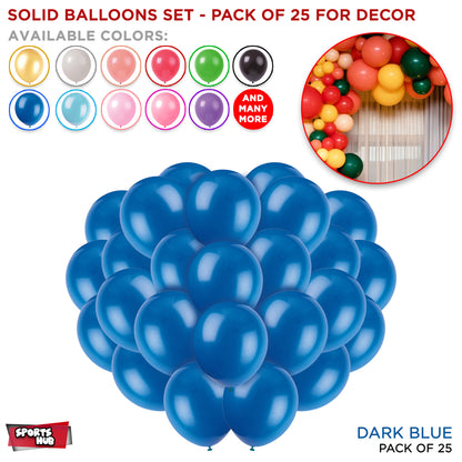 1.5 Gram Solid Latex 10 Inch Round Balloons - 25 Pcs