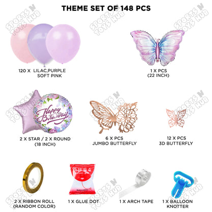 Pastel Purple & Pink Latex Balloons Arch Theme - Pack Of 148