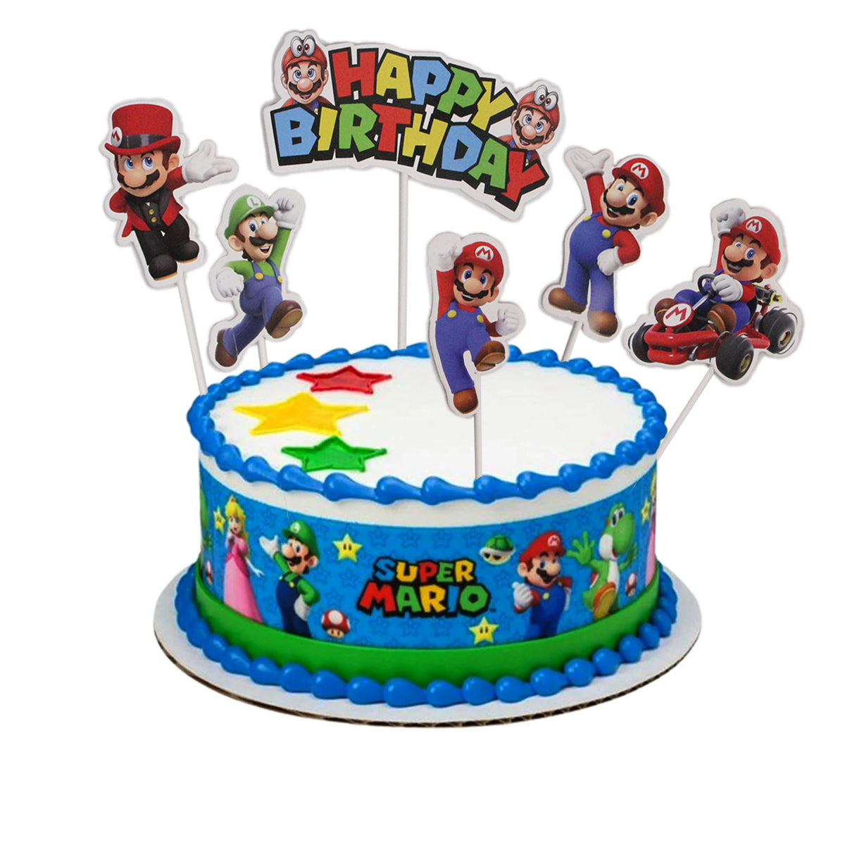 Super Mario Cartoon Game Characters Cake Topper - 6 Pcs