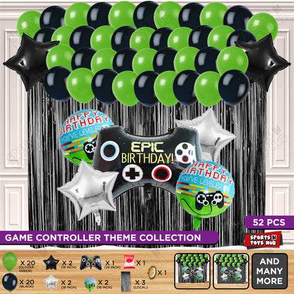 Game Controller Foil Balloon Curtain Theme - Green & Black