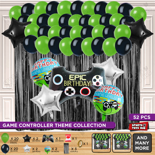 Game Controller Foil Balloon Curtain Theme - Green & Black
