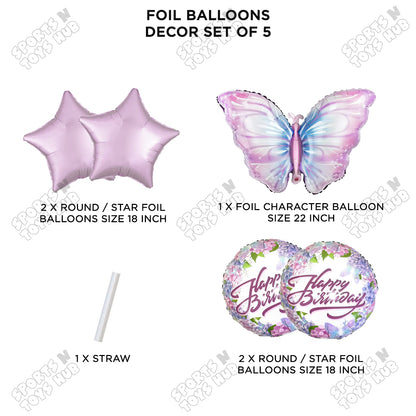 Butterfly Pack Of 5 Foil Balloon Set
