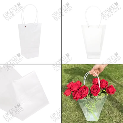 Transparent PVC Flower Bouquet Tote Bags with Long Pipe Handles – Pack of 1