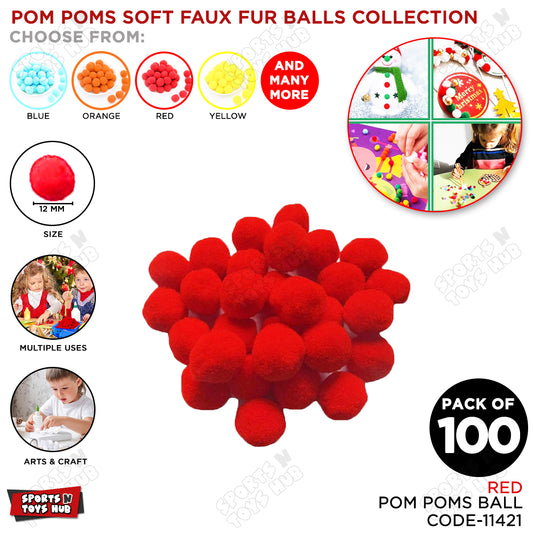 Pom Pom Soft Flux Fur Balls - Pack Of 100