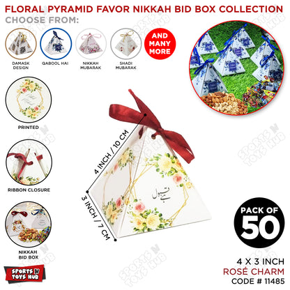 Rose Charm Pyramid Favor Box