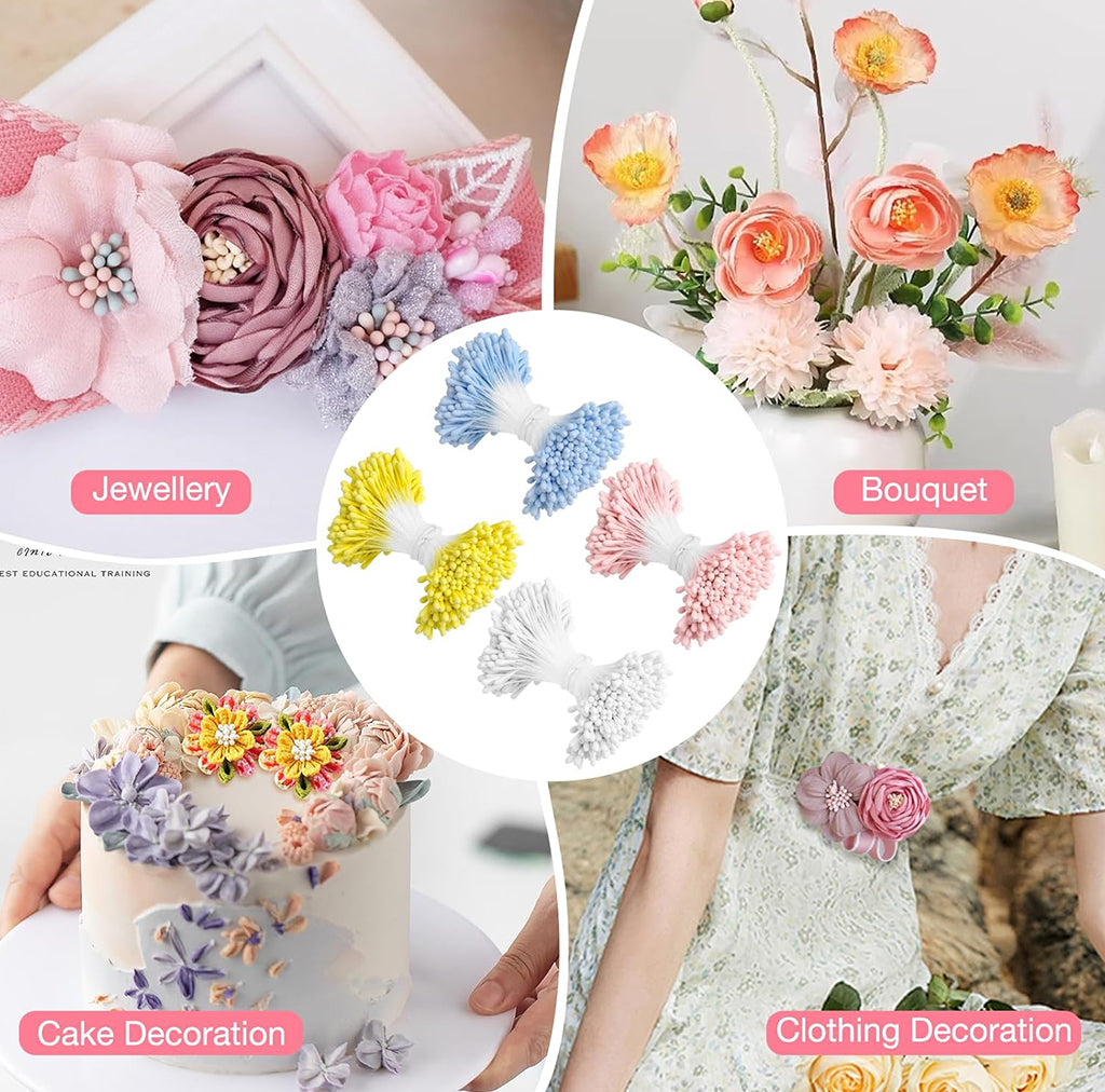 2mm x 6cm Matte Double Head Flower Stamens (Approx. 400 PCS) – Artificial Flower Pistils, Floral Pollen Stamens for Handmade Flowers, Paper Flower Making, Foam Flowers, Scrapbooking, DIY Crafts & Wedding Decorations