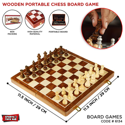 Portable Classic Wooden Chess Board Game