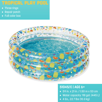 Bestway 4.9 Ft x 21 In Inflatable Transparent Sea Life Swimming Pool For Kids - 51045