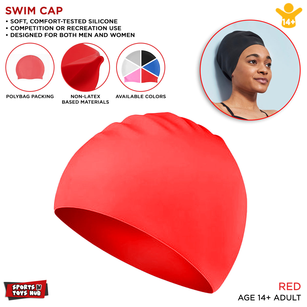 Swimming Silicone Cap Free Size For Adults and Kids Swimmers