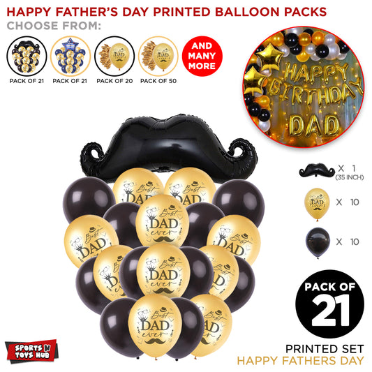 Best Dad Ever Printed Balloons With Mustache Foil Balloon Bouquet
