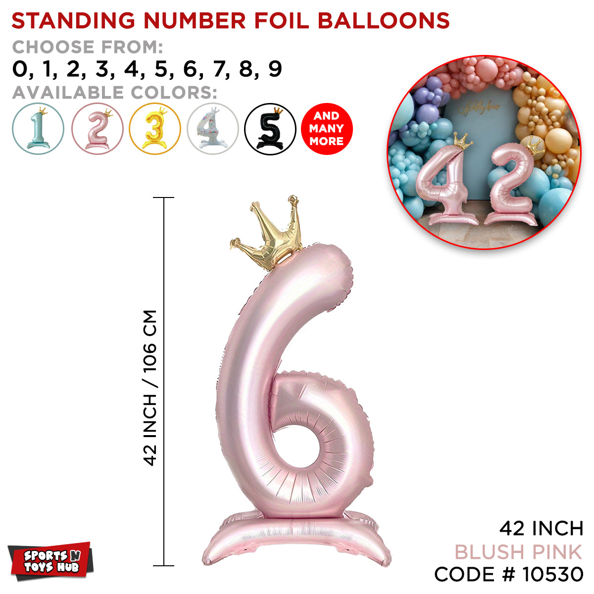 *Standing Number Foil Balloon- Blush Pink - 42 inch